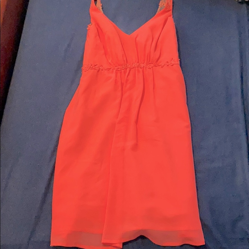 Coral short bridesmaids dress